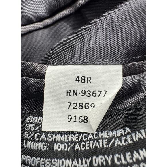 Charcoal Windowpane‎ Stafford Executive Wool Cashmere Blazer Sport Coat 48R - Picture 7 of 8